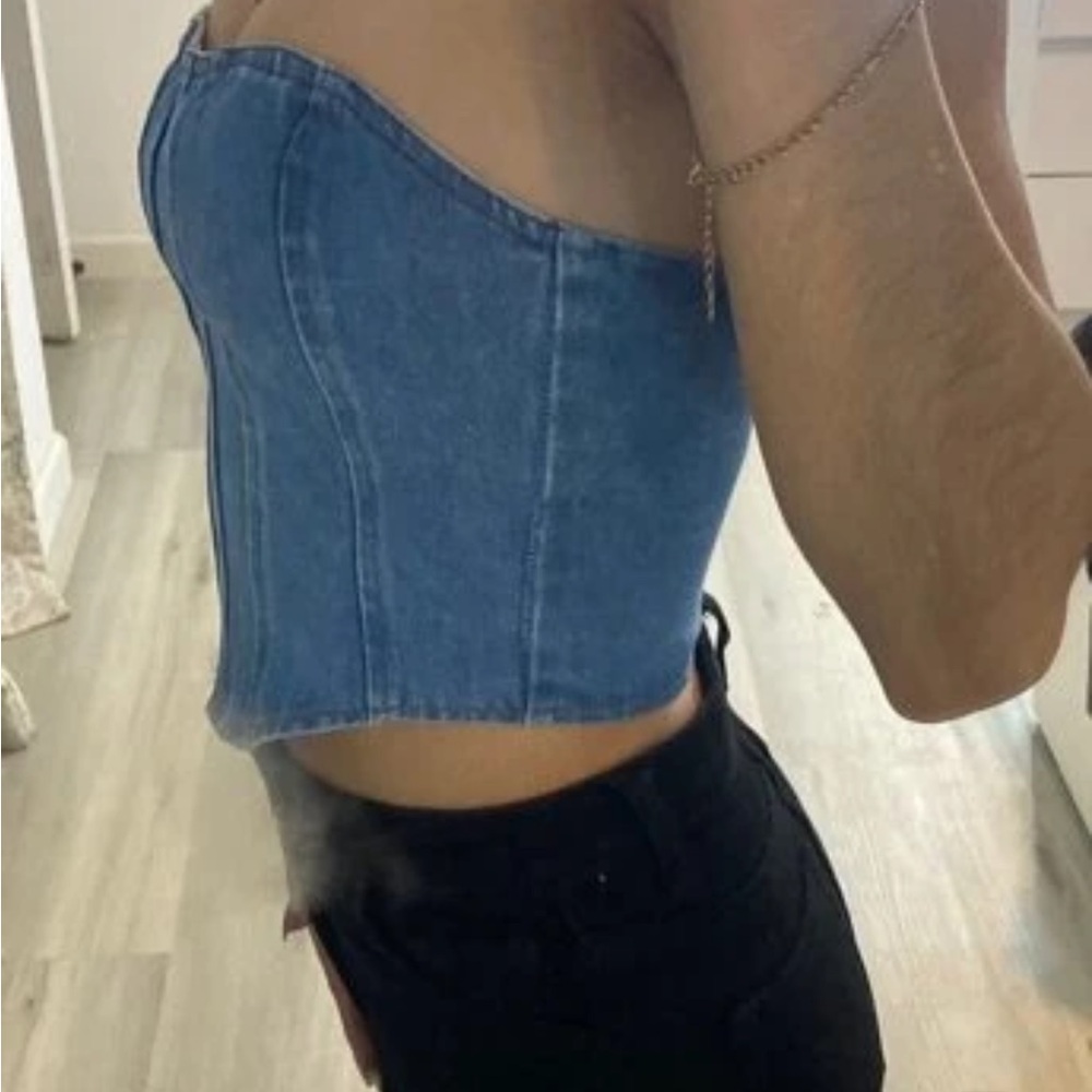 Blue Denim Corset Top